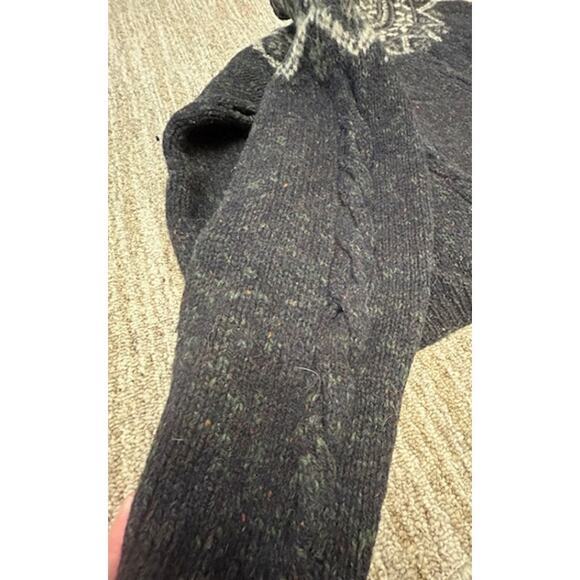 Vintage LL Bean Nordic Wool Blend Womens Thick Heathered Navy Sweater Size L - Picture 7 of 8